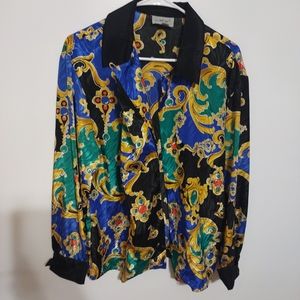 Stunning Vtg AP ltd Multicolor Long Sleeves Blouse Size 10